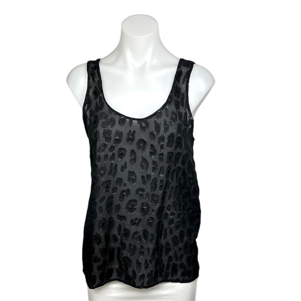 Equipment $158 Silk Kaylen Black Animal Leopard Print Sleeveless Tank Top Sz XS